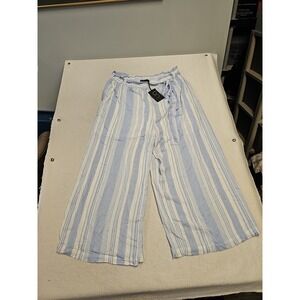 Gibson Pants Women's Size XL Blue/White Stripe Rayon Wide Leg Elastic Waist New